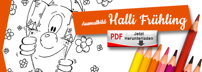 Halli im Frühling als Ausmalbild PDF herunterlanden