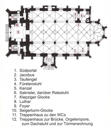 Grundriss der Jakobskirche Köthen